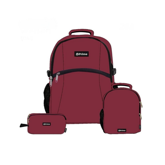 Dark Red - Bag, Lunchbag & Pencil Case